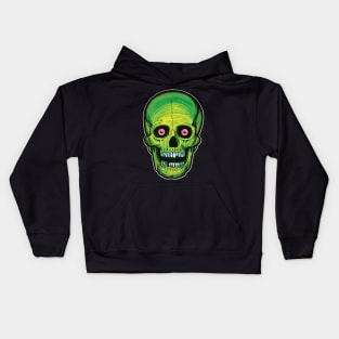 Glowing Green Skull of Happiness Kids Hoodie